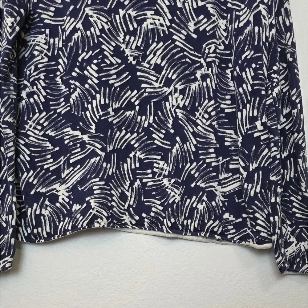 GARNET HILL Silk And Cotton Oversized Sweater Blue/White Classic Size M